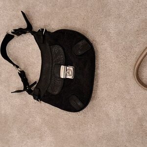 Nicole Miller Black Leather/Corduroy Purse